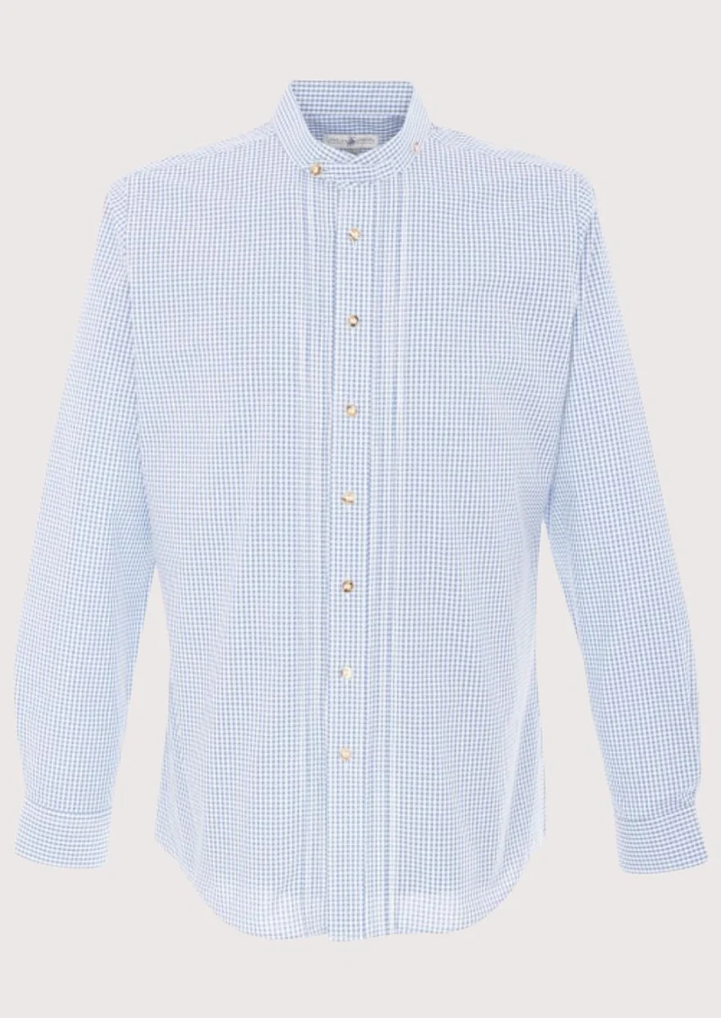 Mens Light Blue Check Shirt Top