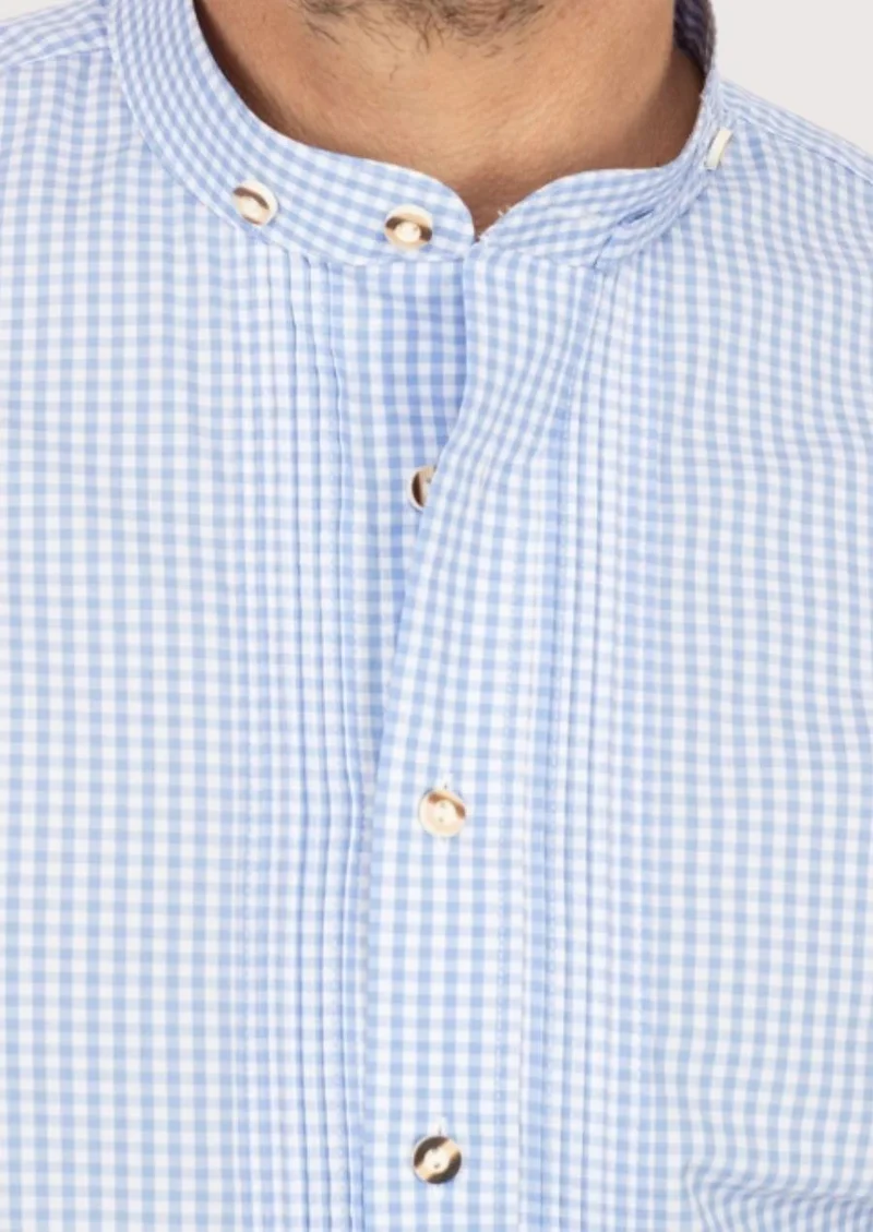 Mens Light Blue Check Shirt Top