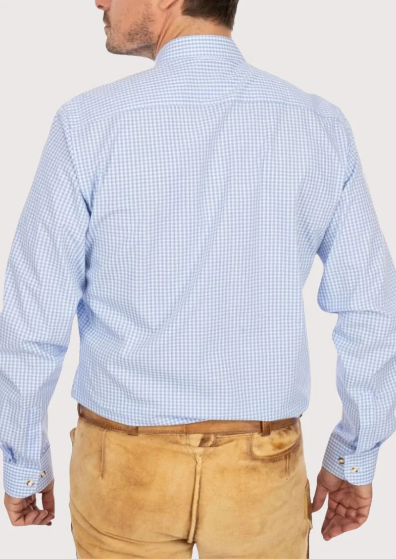Mens Light Blue Check Shirt Top