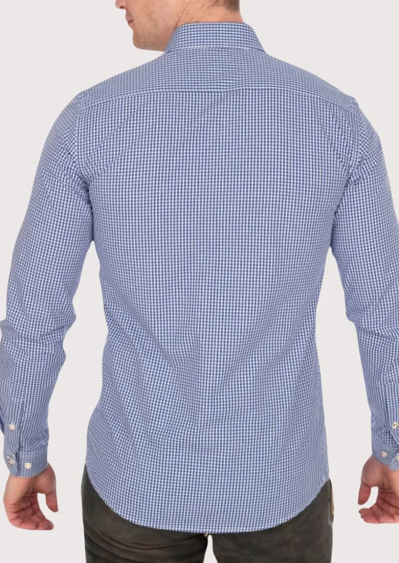 Mens Navy Check Cotton Shirt Top