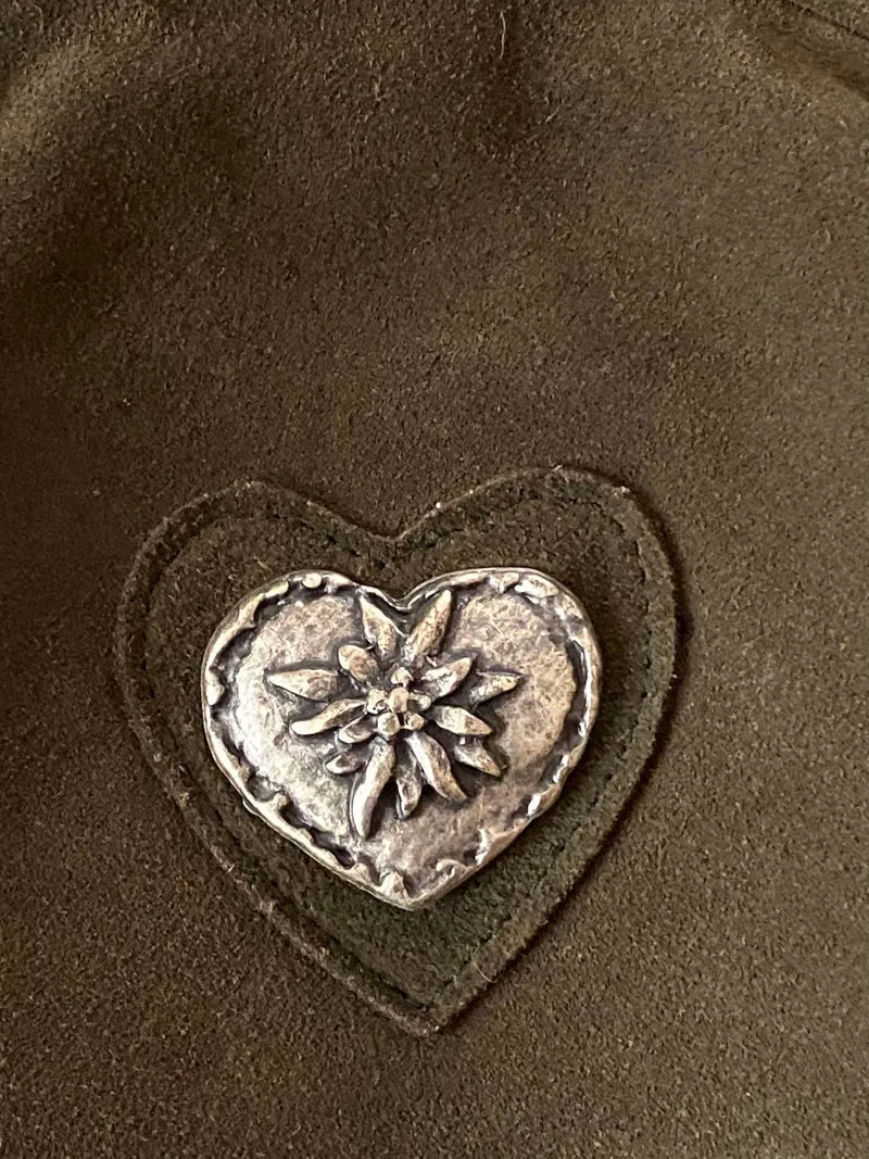 Vintage Trachten-Handtasche Grün mit Edelweiß-Herz