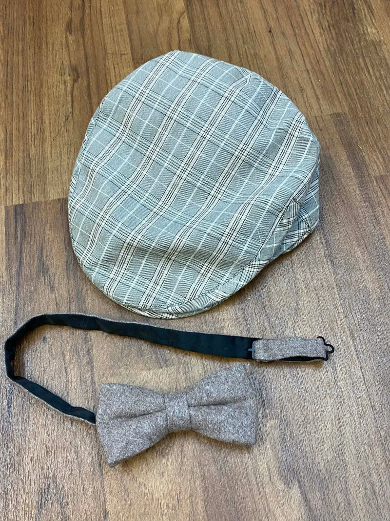 20er Jahre Knickerbocker Outfit Herren Gr. 56 – dunkelgrau mit Weste & Schiebermütze