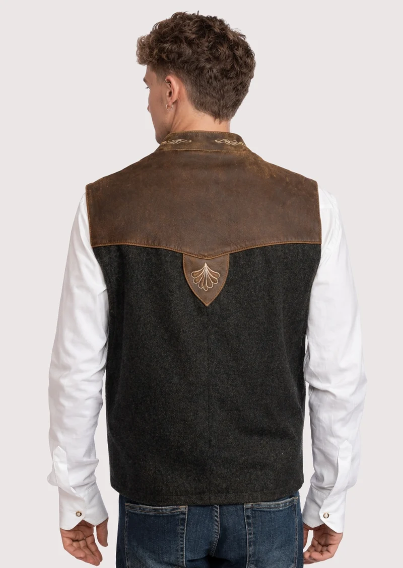 Rustic Bavarian Vest in Leather - Alpine Fashion Icon