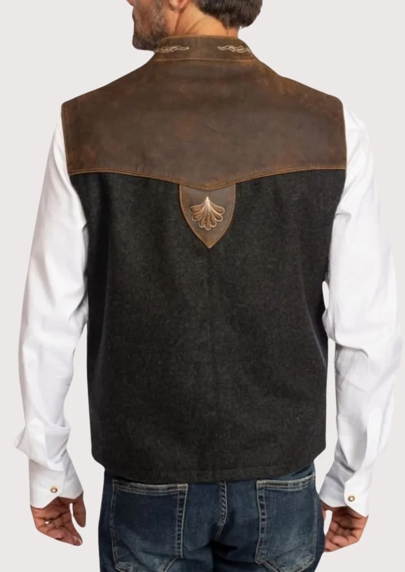 Rustic Bavarian Vest in Leather - Alpine Fashion Icon