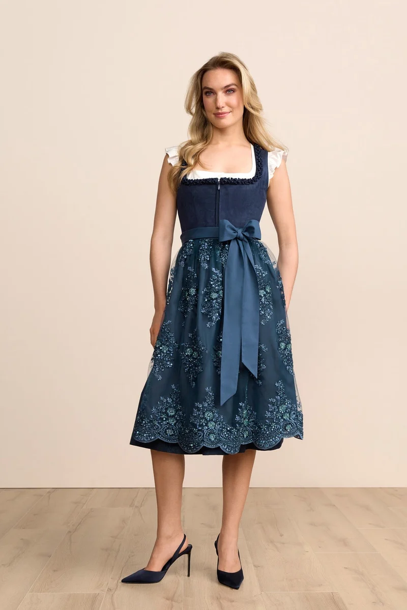 Kruger Aila Long Dirndl, Blue — 70cm 2pc Set