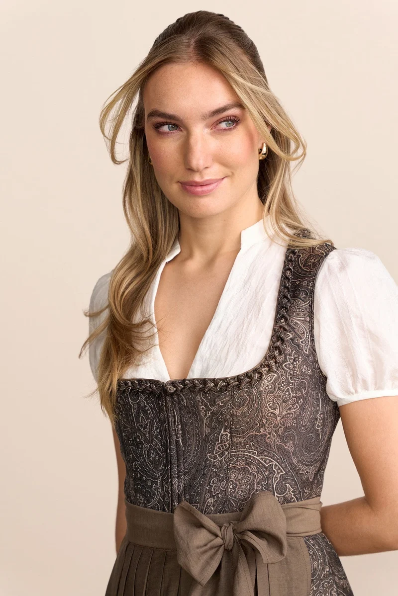 Kruger Ornela Long Dirndl, Brown — 70cm 2pc Set