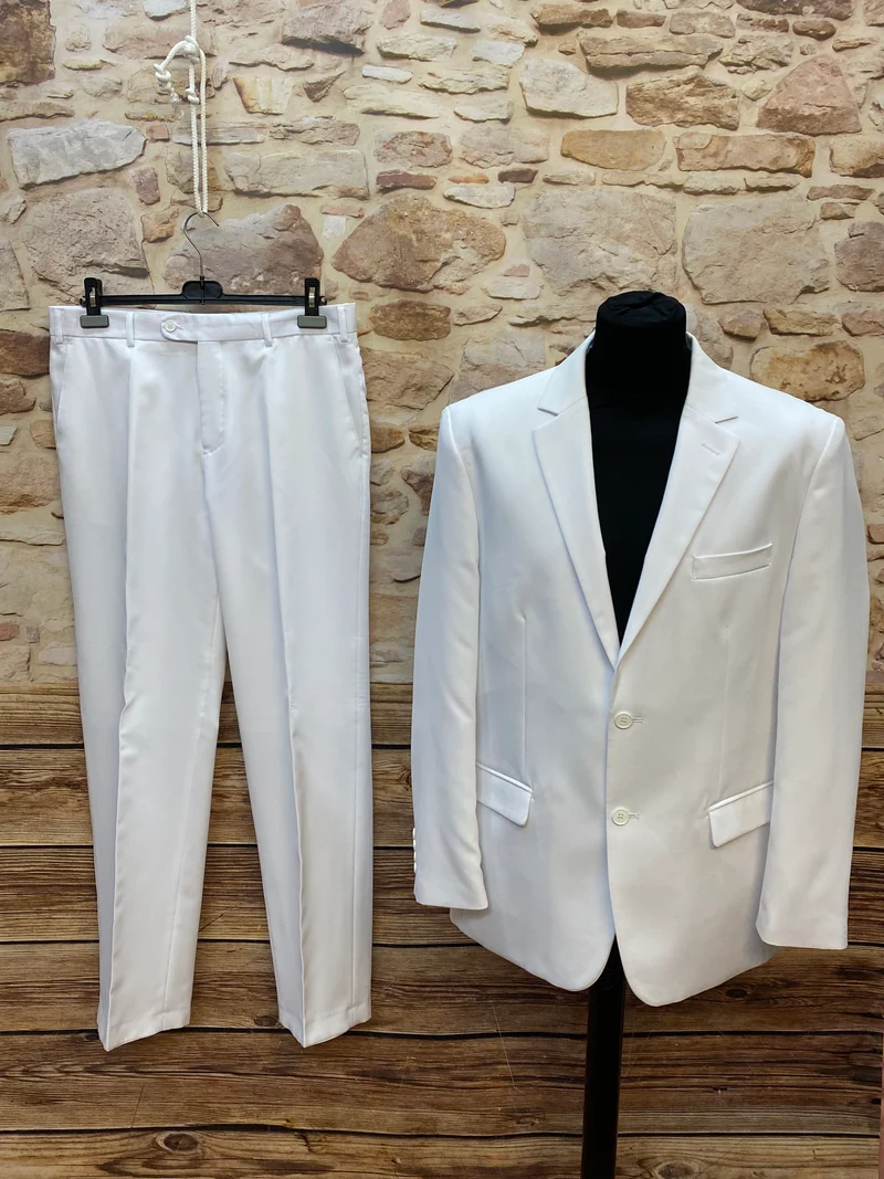 Vintage Herrenanzug Weiß Gr. 52 – Zweiteiler mit Sakko & Hose