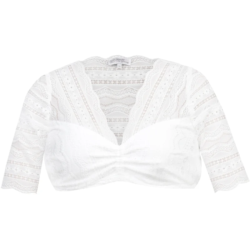 MarJo Spitzen Dirndlbluse "Gusta-Finja" Halbarm | Offwhite