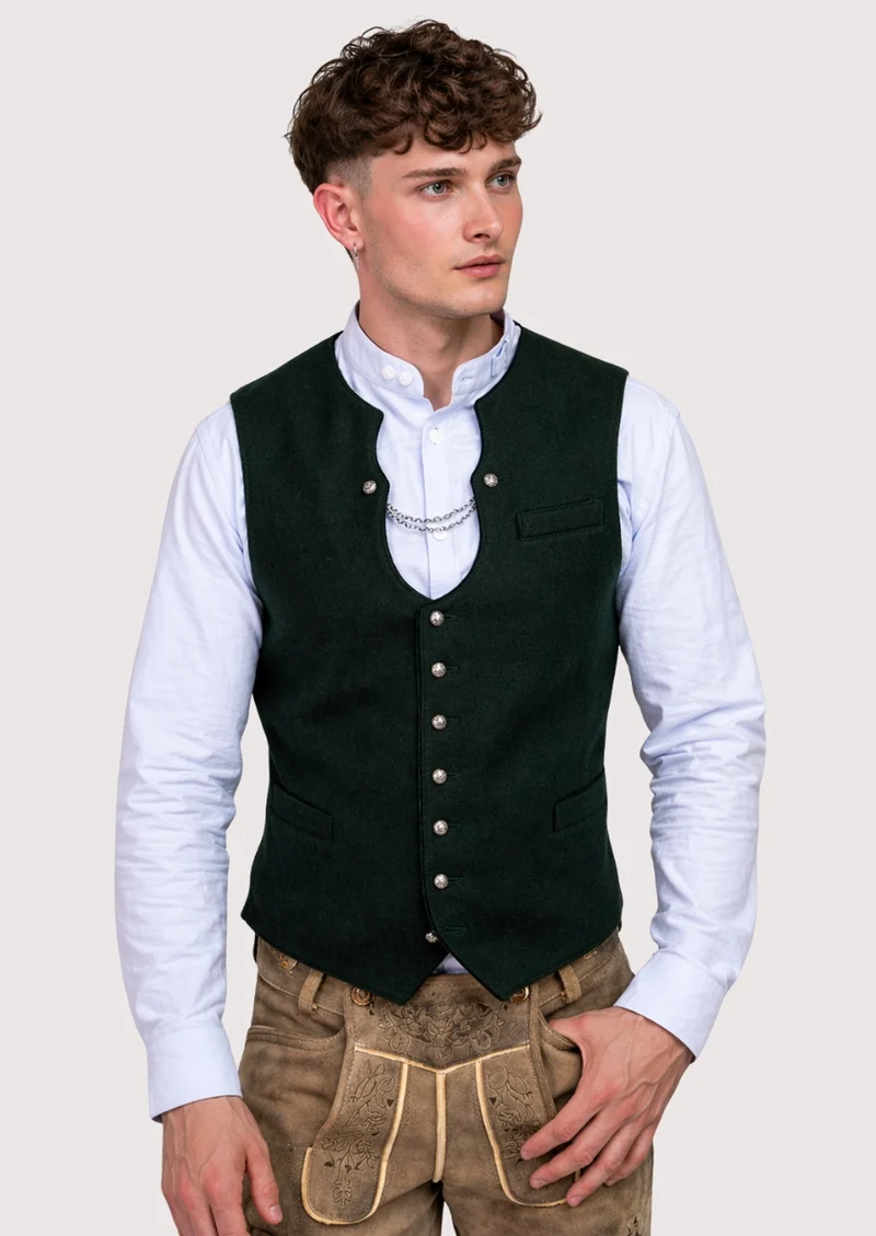 Mens Slim Fit Green Alpine Vest Top
