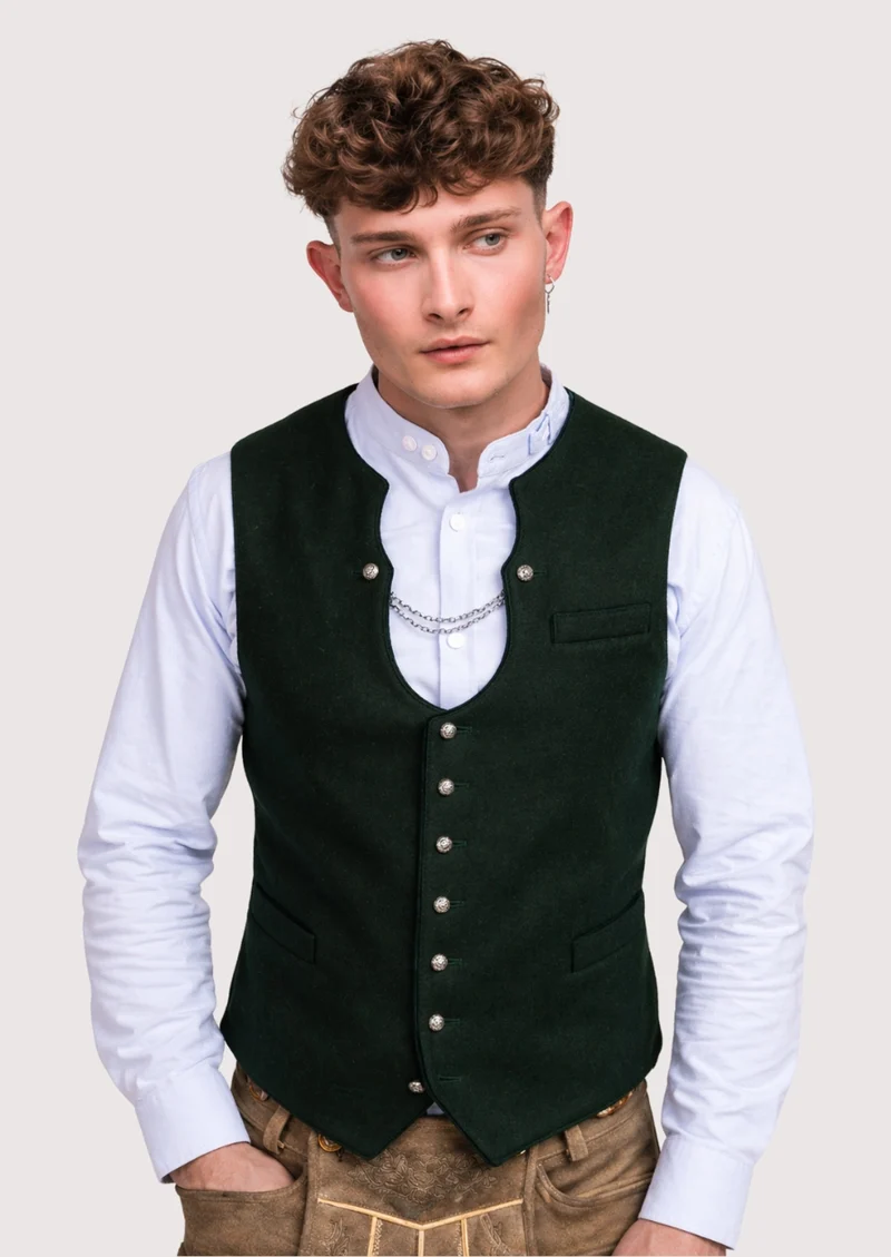 Mens Slim Fit Green Alpine Vest Top