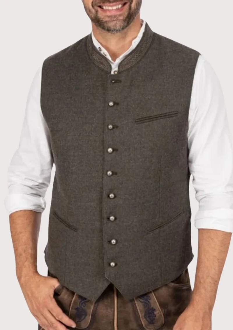 Traditional Trachten Vest Brown – Perfect for Oktoberfest