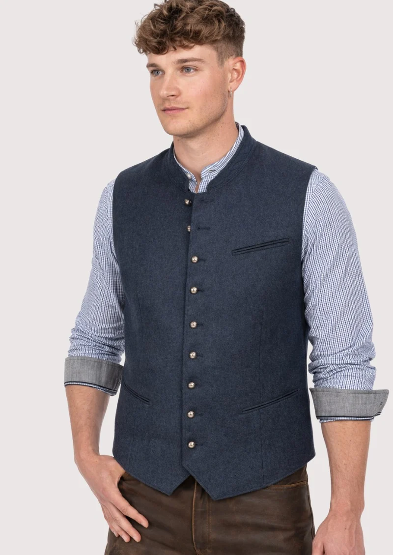 Slim Fit Trachten Vest Blue – Modern German Fashion