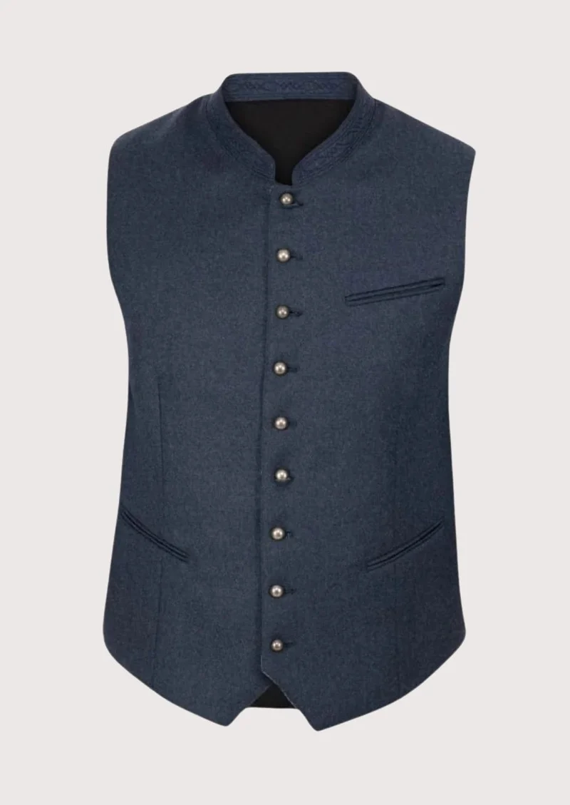Slim Fit Trachten Vest Blue – Modern German Fashion