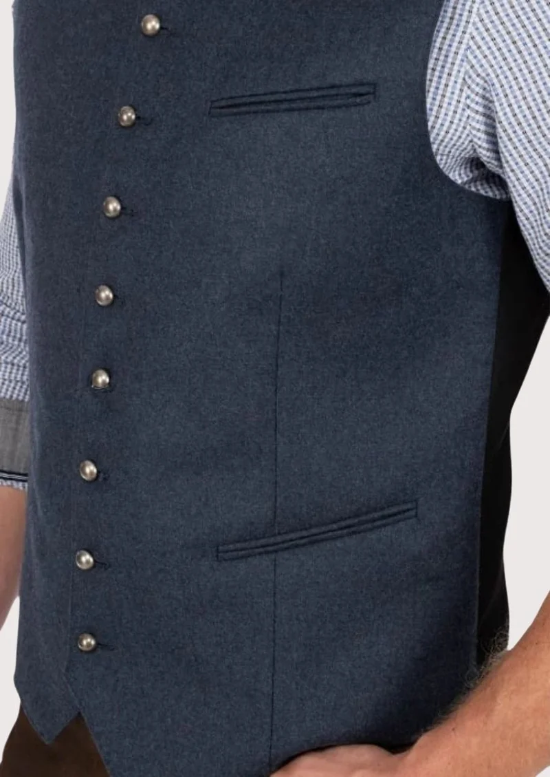 Slim Fit Trachten Vest Blue – Modern German Fashion