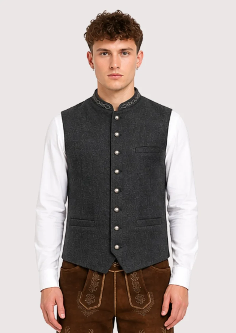 Elegant Wool Trachten Vest – Bavarian Formal Charm