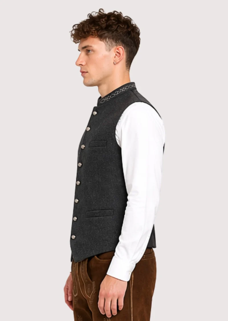 Elegant Wool Trachten Vest – Bavarian Formal Charm