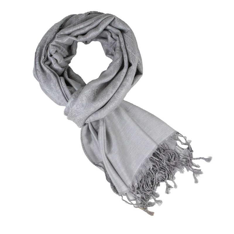Halstuch aus Viscose - Stola Schal 185 x 70 cm | Silbergrau