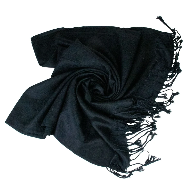 Halstuch aus Viscose - Stola Schal 185 x 70 cm | Schwarz