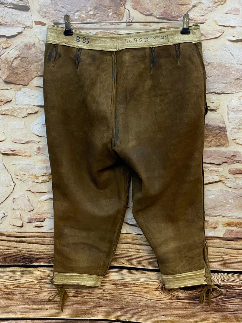 Damen Trachtenlederhose 3/4 Vintage Gr. 40 Braun mit Stickerei