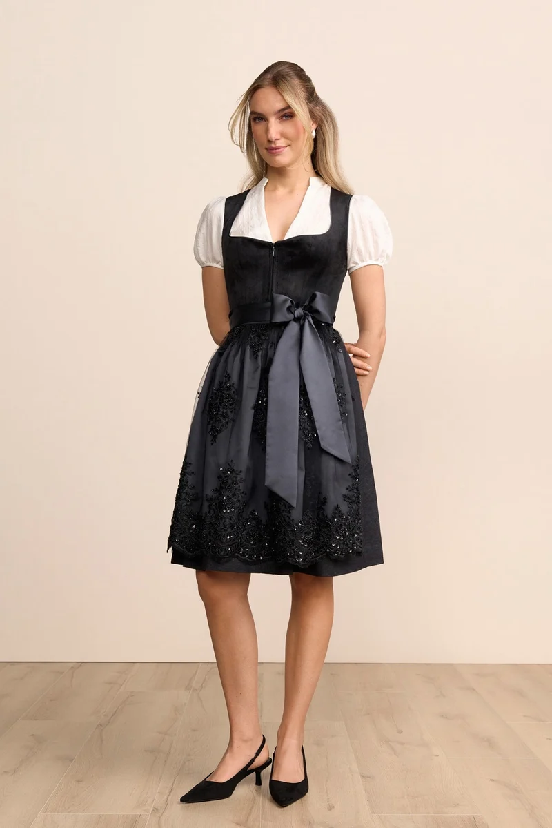 Kruger Lora Midi Dirndl, Black — 60cm 2pc Set