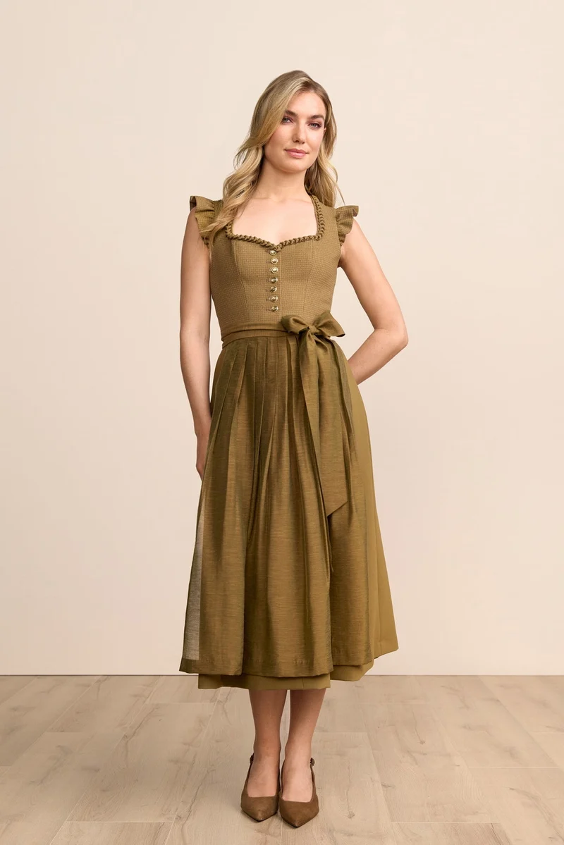 Kruger Yasmin Maxi Dirndl, Olive — 80cm 2pc Set