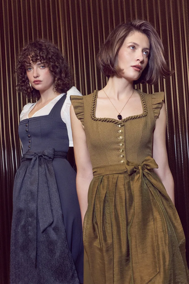 Kruger Yasmin Maxi Dirndl, Olive — 80cm 2pc Set