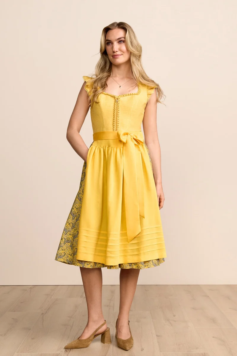 Kruger Wynara Long Dirndl, Yellow — 70cm 2pc Set