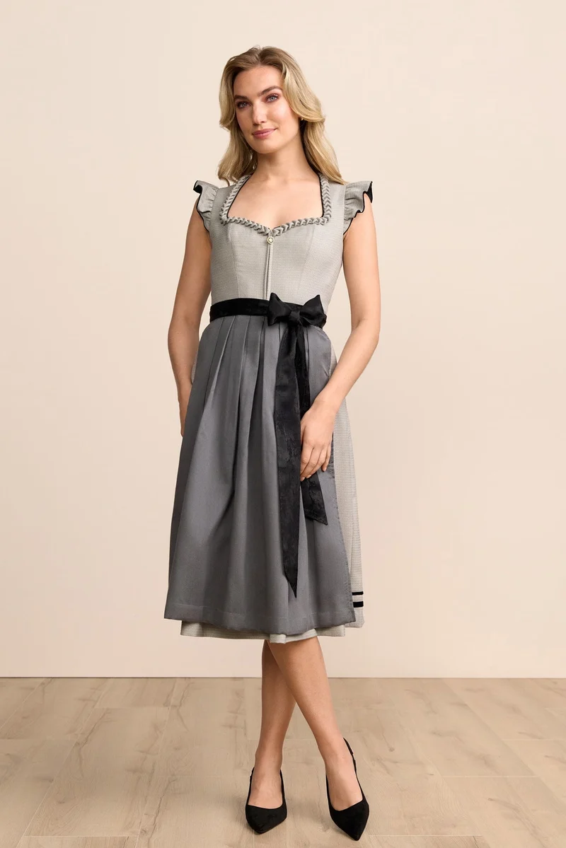 Kruger Lindsey Long Dirndl, Gray — 70cm 2pc Set