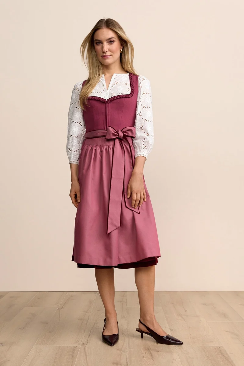 Kruger Agneta Long Dirndl, Red — 70cm 2pc Set