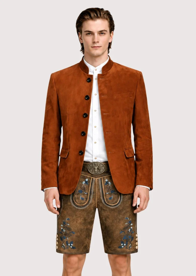 Men’s Walnut Blue Floral Lederhosen
