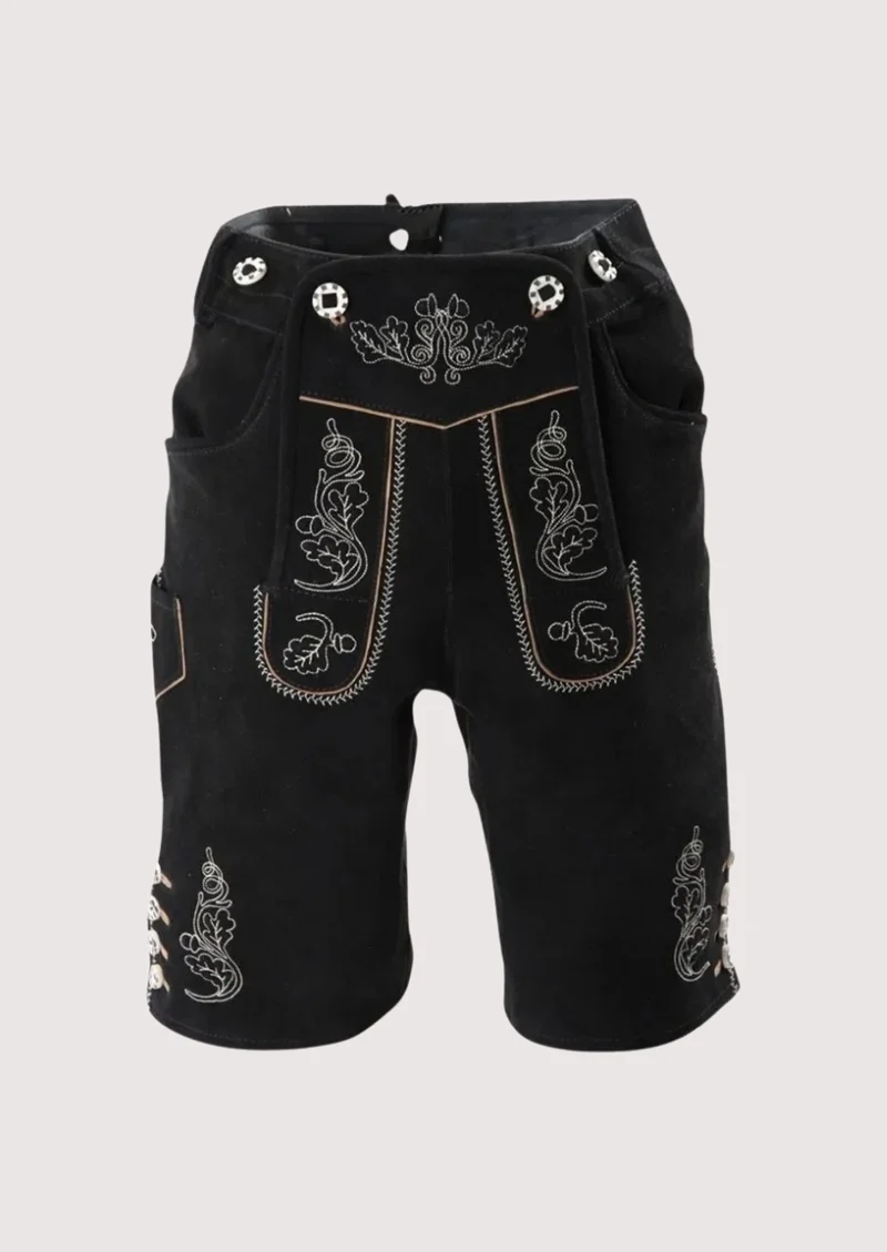 Mens Bavarian Raven Black Lederhosen