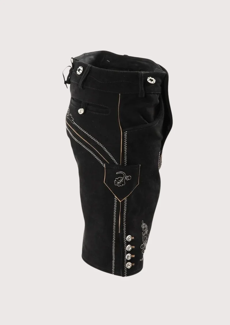 Mens Bavarian Raven Black Lederhosen