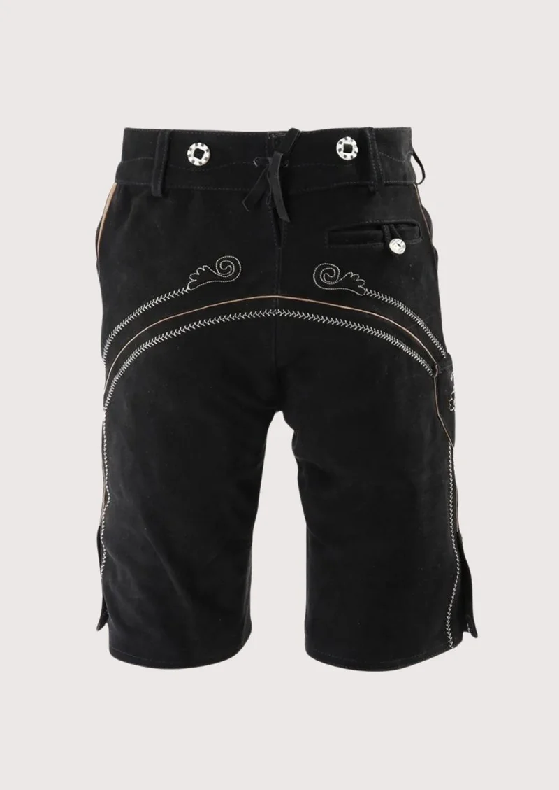 Mens Bavarian Raven Black Lederhosen