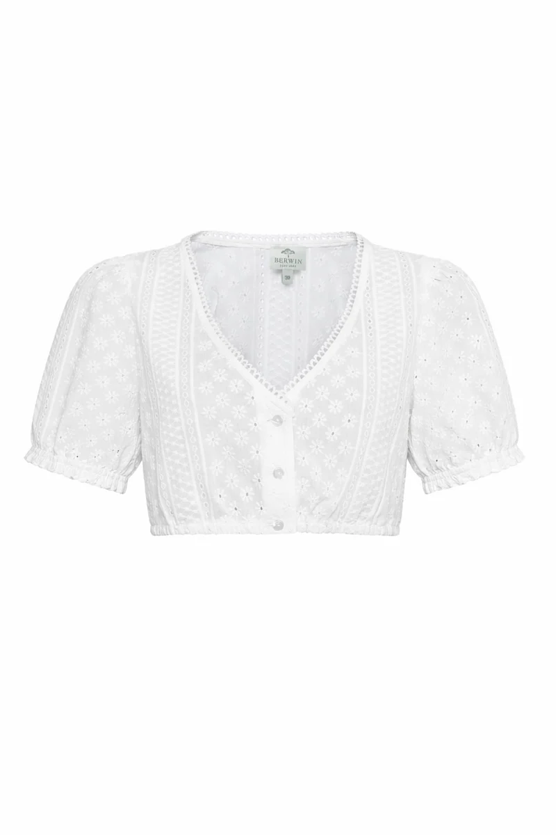 Dirndlbluse mit Streifenstickerei