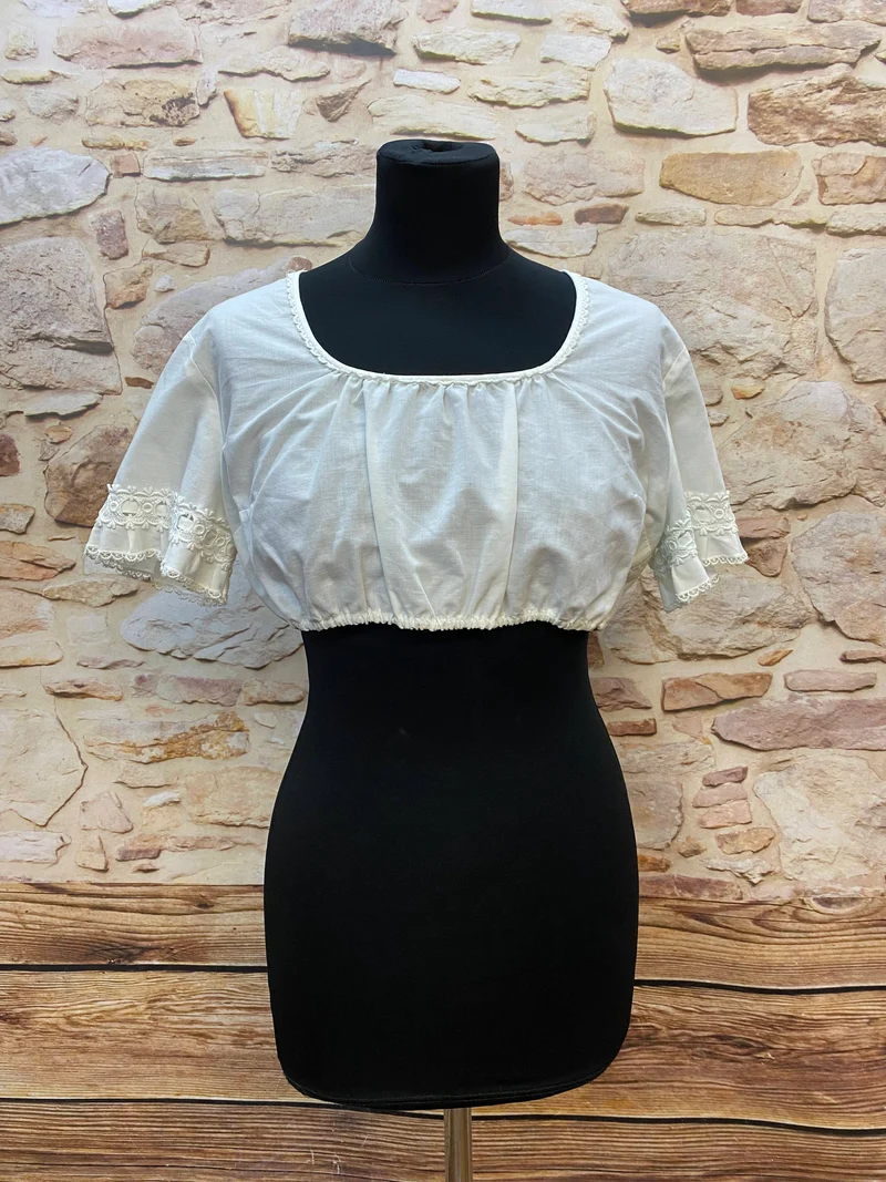 Vintage Dirndl Gr. 42 Dunkelblau mit Blumenstickerei, Bluse & Spitzenschürze