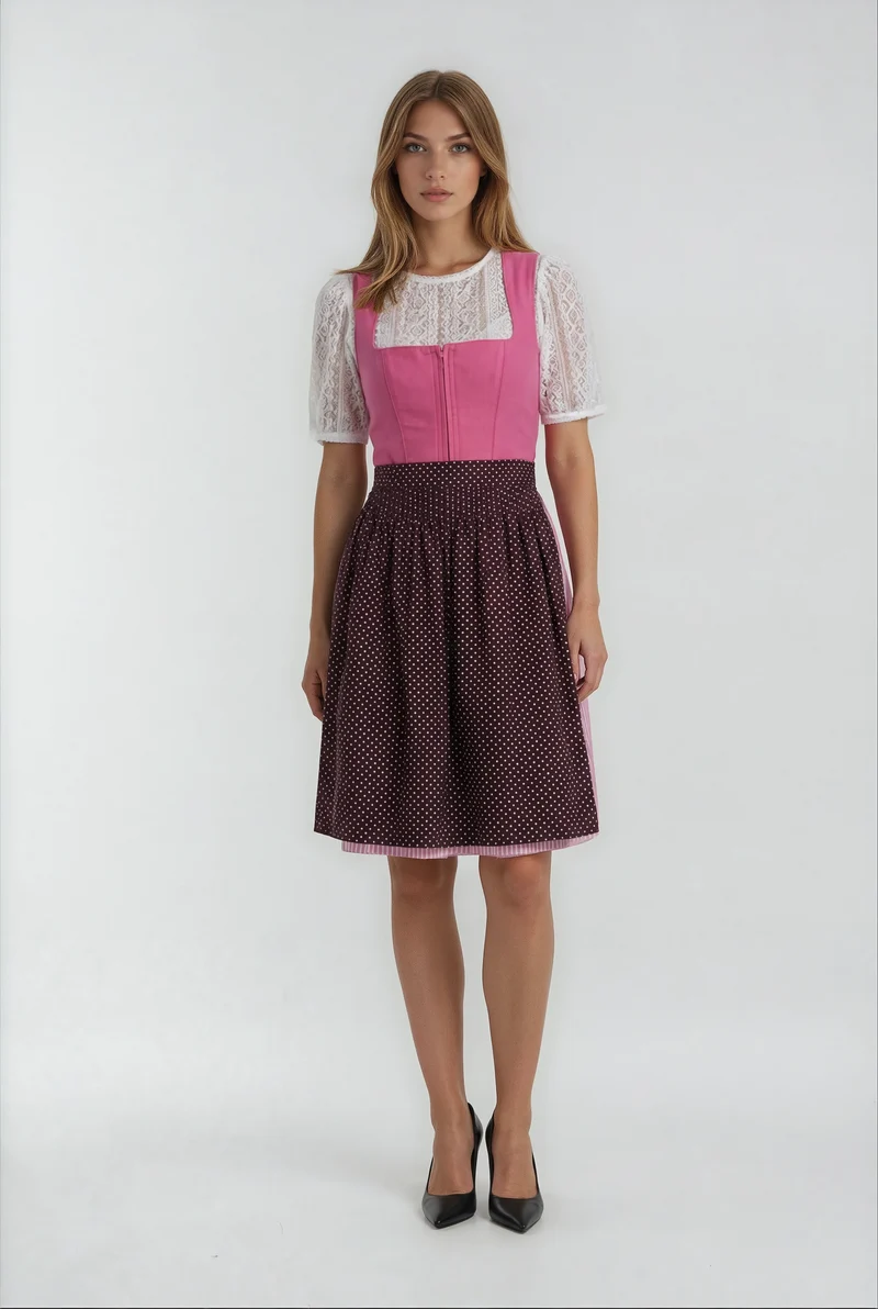 Mini Dirndl 2pcs. 50cm "Lyvia" berry (USA stock)