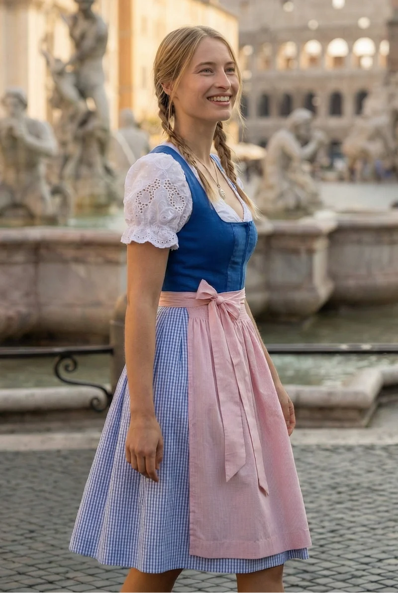 Mini Dirndl 2pcs. 50cm "Lyvia" blue (In USA stock sizes 34,36,38)