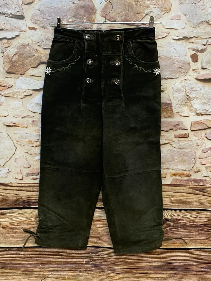 Vintage Damen Kniebundlederhose Gr. 36 – Dunkelgrün
