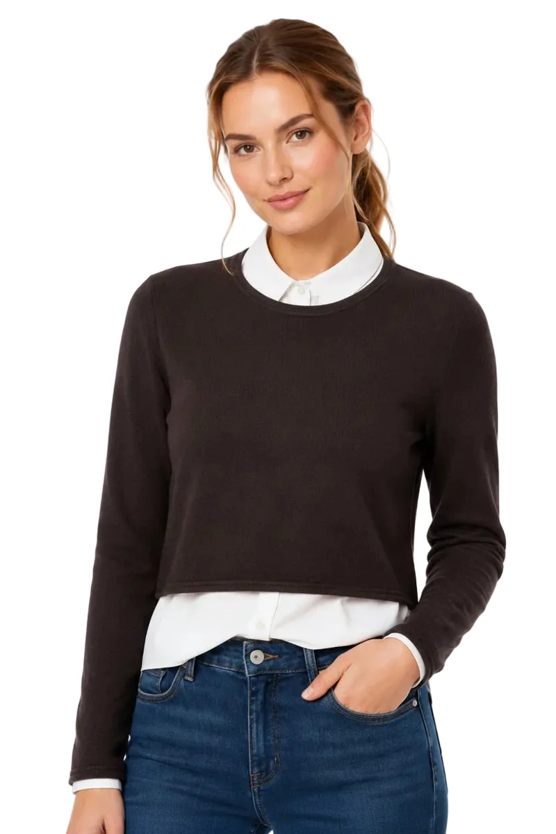 Kurzer Strickpullover mit langem Arm