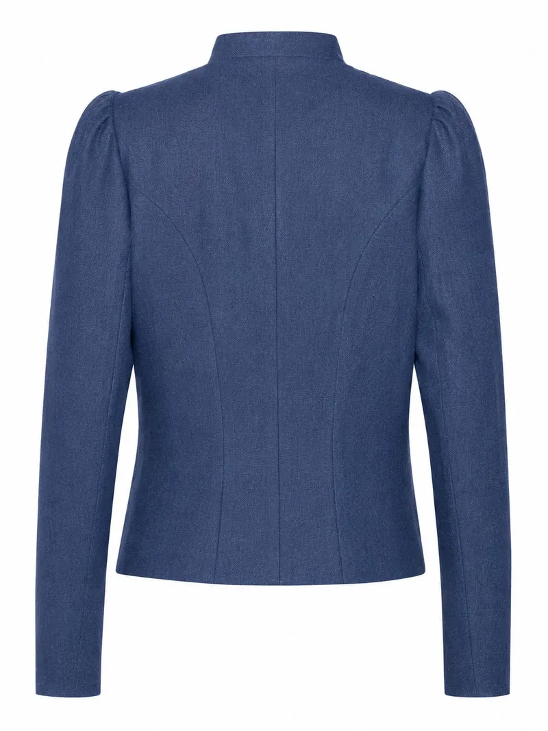 Taillierte Leinenjacke mit angereihtem Arm