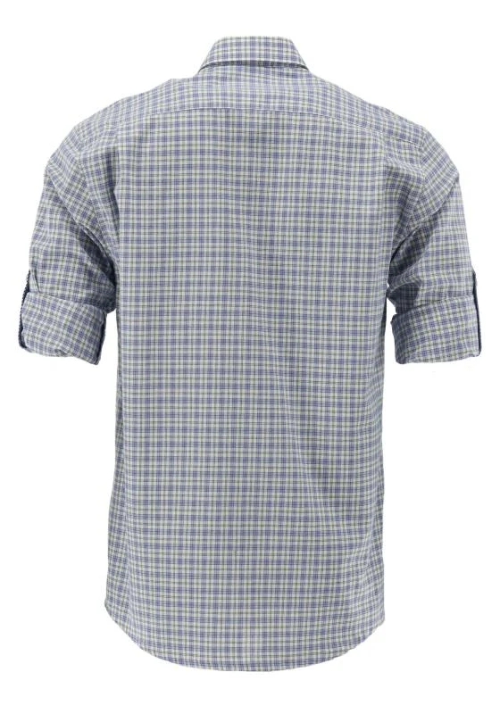 OS Trachten Men's Navy Check Trachten Shirt "Benne" navy