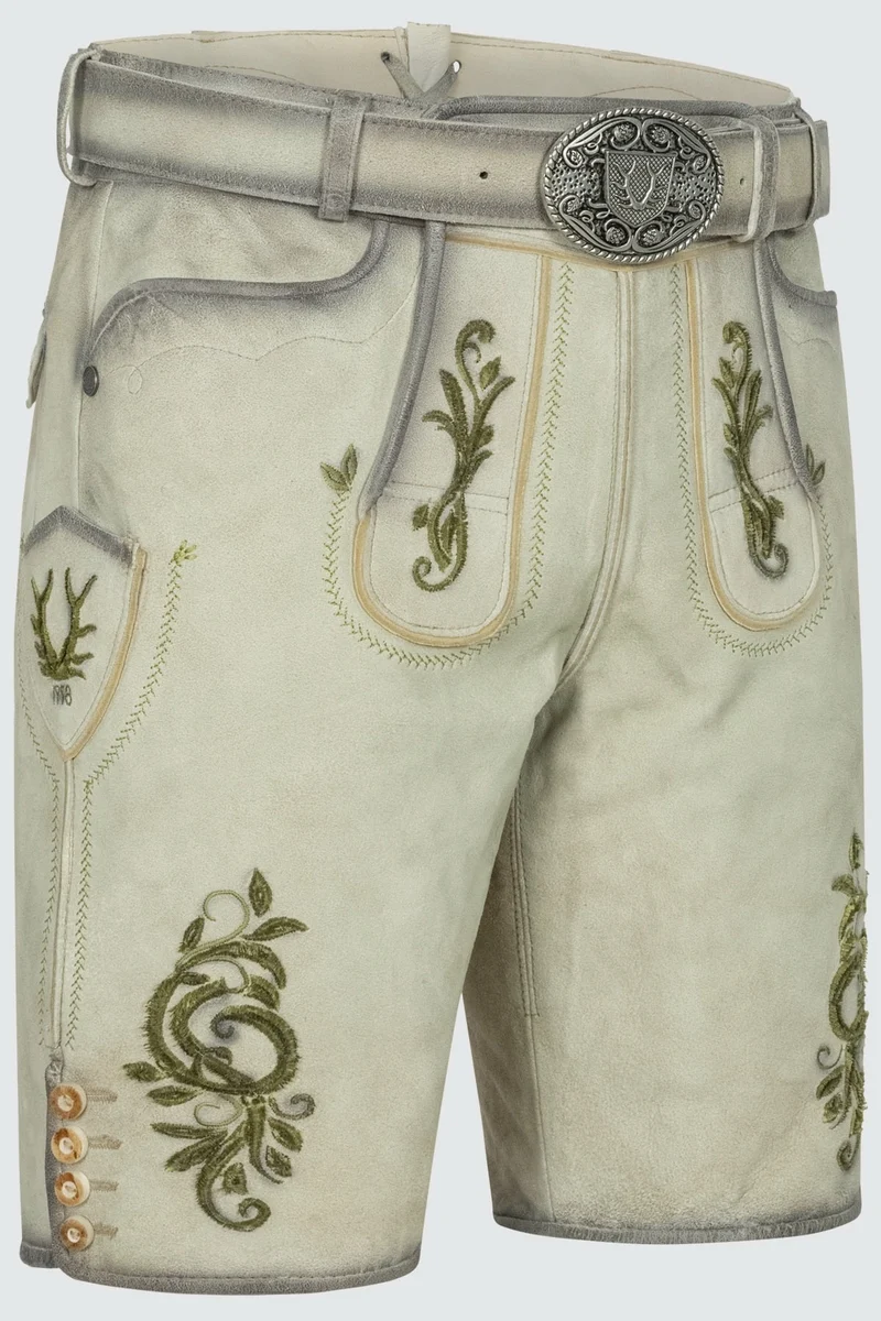 Kruger Men's Lederhosen "Maurus" with Belt - Beige
