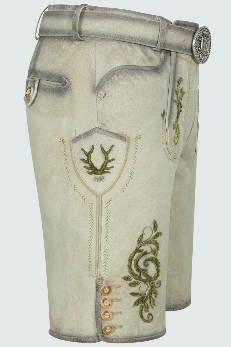Kruger Men's Lederhosen "Maurus" with Belt - Beige