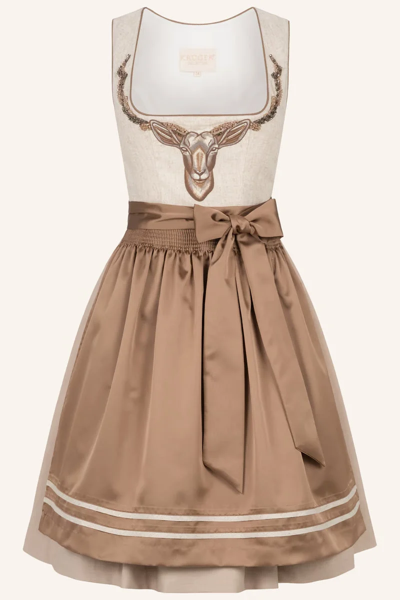 Kruger Kudu Midi Dirndl, Beige — 60cm 2pc Set