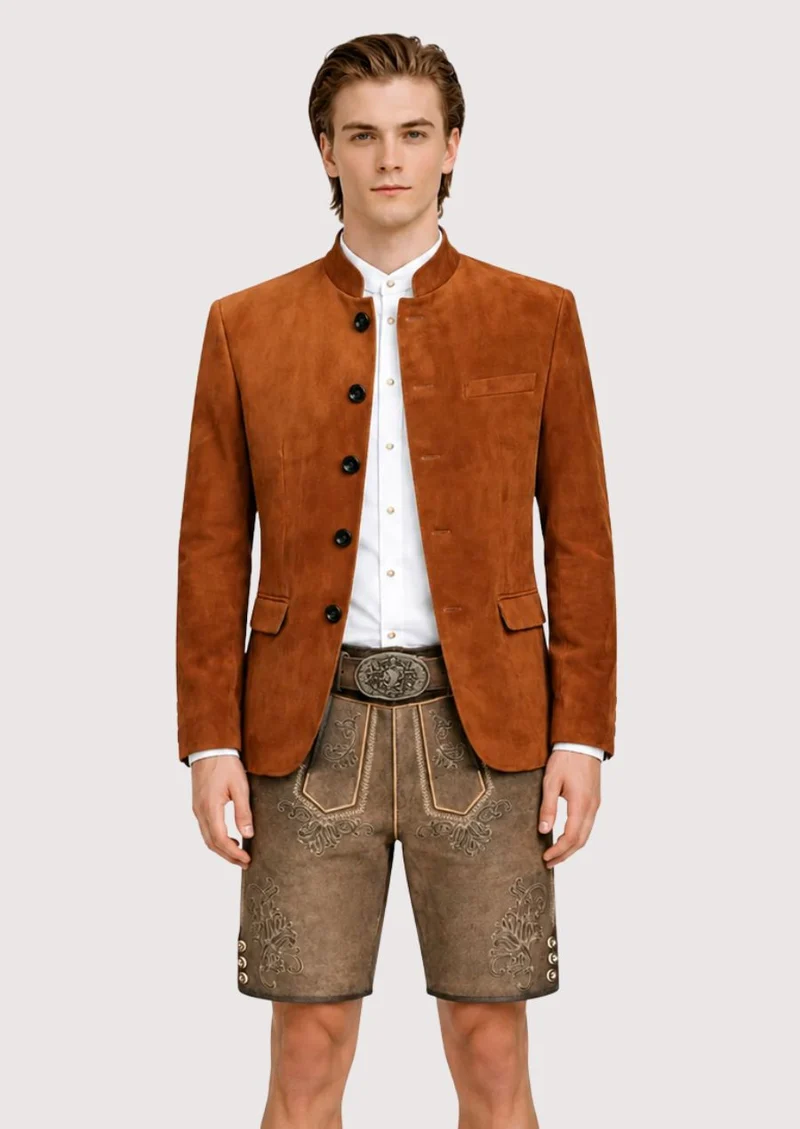 Mens Taupe Vintage Style Lederhosen