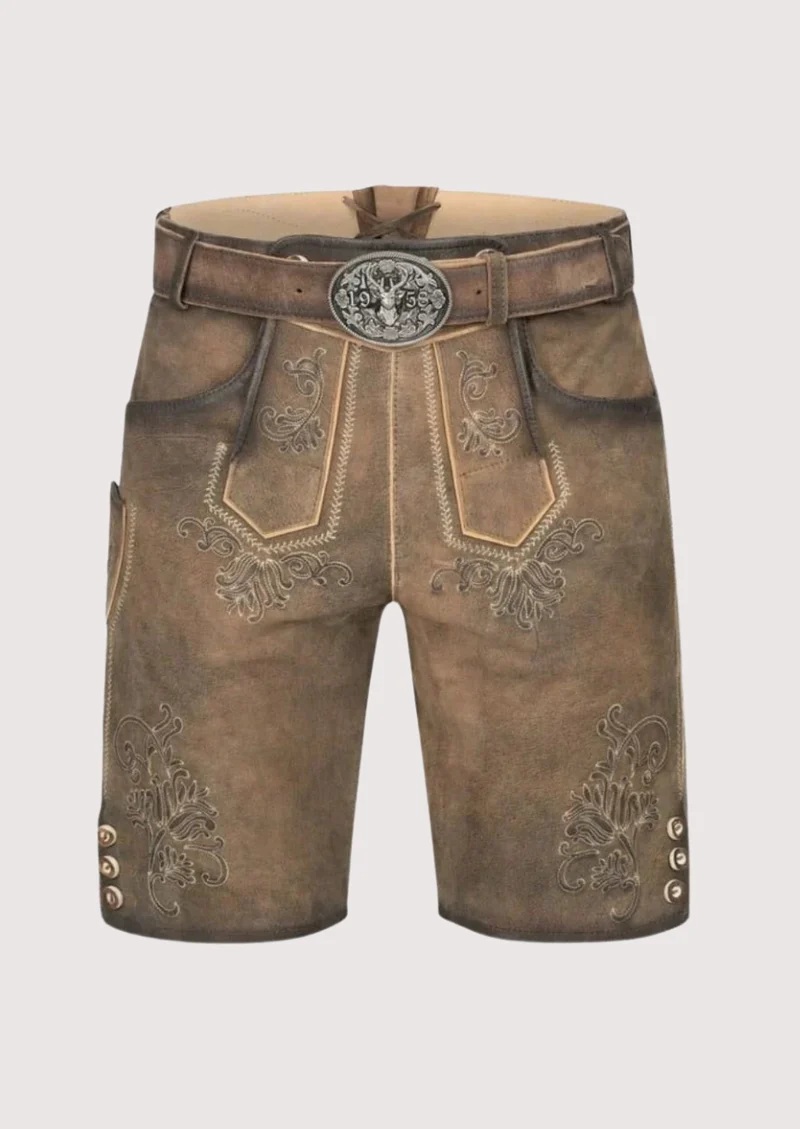 Mens Taupe Vintage Style Lederhosen