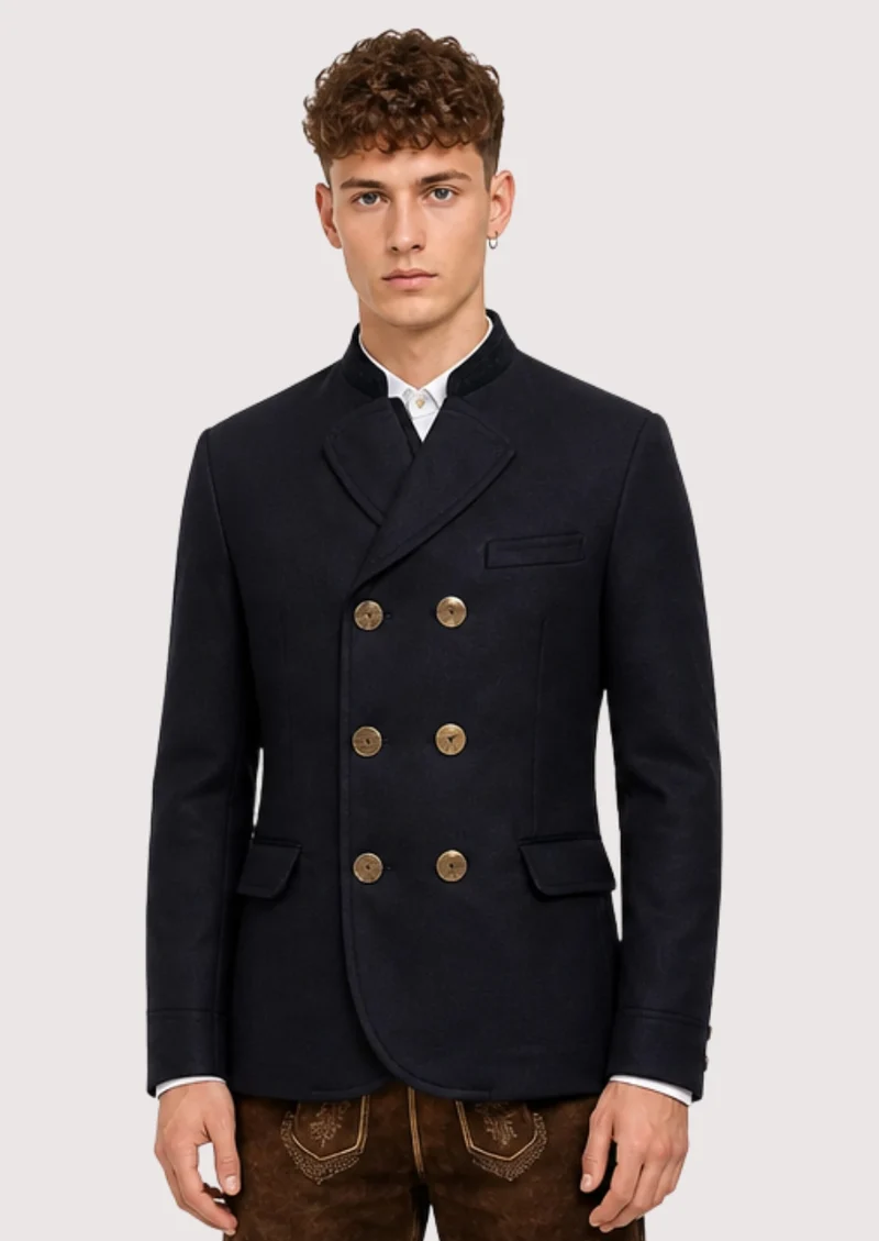 Mens Navy Double Breasted Jacket