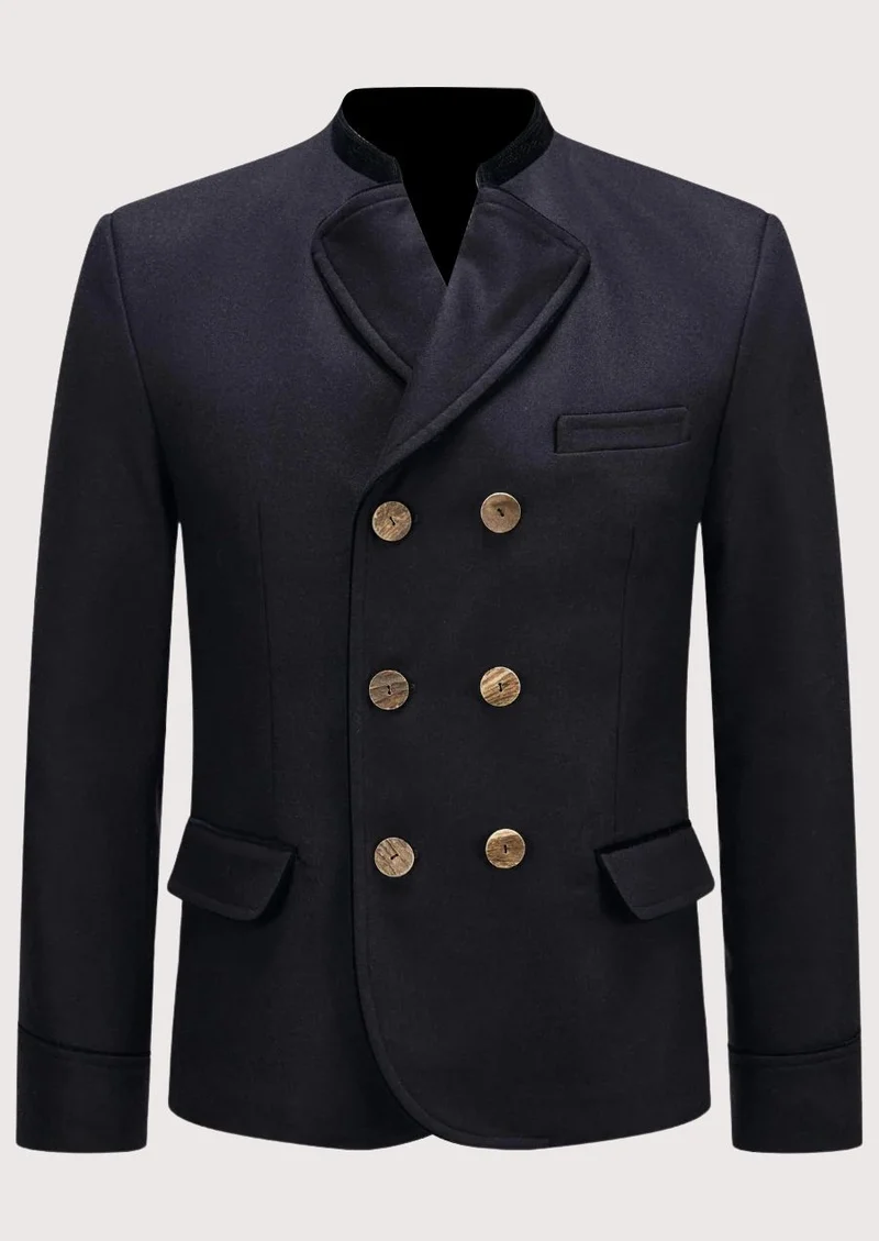 Mens Navy Double Breasted Jacket