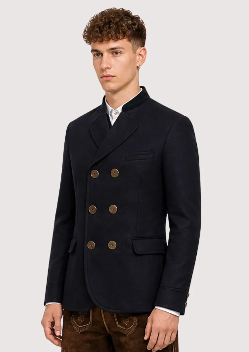 Mens Navy Double Breasted Jacket