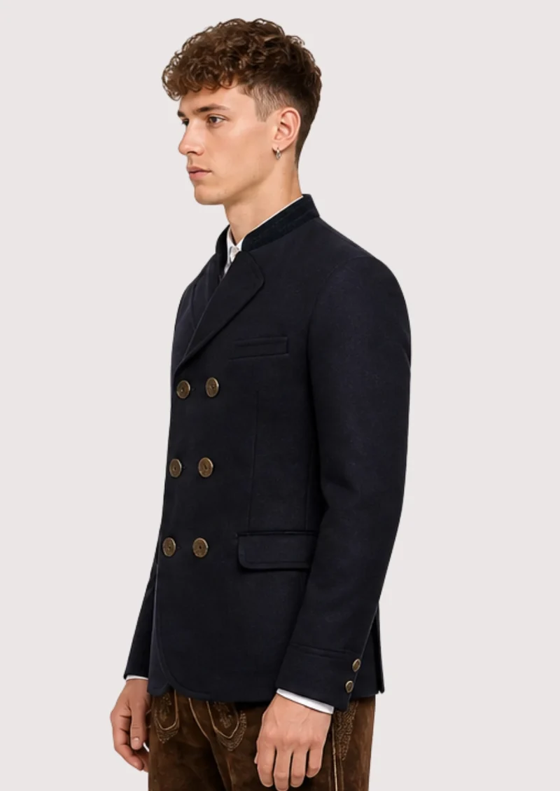 Mens Navy Double Breasted Jacket
